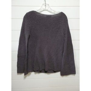 NYDJ womens size S long bell sleeves wool gray knit sweater boatneck #MYRN3632